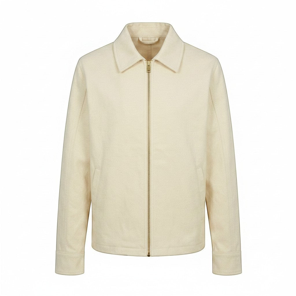 Jose Ibarra Estudio natural canvas cotton jacket with zip closure and cotton lining. Unisex design.