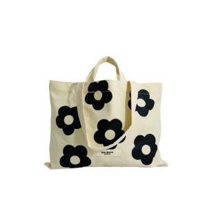 Tote Natural Flores Negras Horizontal